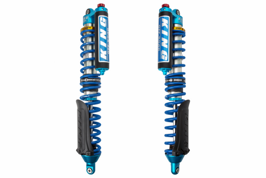 MAVERICK X3 & X3 X DS 64" TRACK WIDTH 2017+ 2/4 SEAT FRONT 2.5 INTERNAL BYPASS PIGGYBACK COILOVER W/FINNED RESERVOIR W/ADJUSTER (HIGH PERFORMANCE, REQUIRES CUTTING)