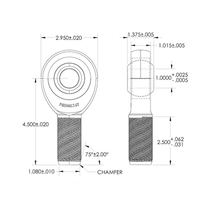 1" Bore x 1-1/4-12 Thread Pro 8 Series Rod Ends