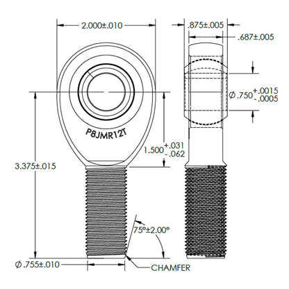3/4" Bore x 7/8-14 Thread Pro 8 Series Rod Ends