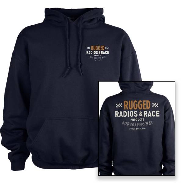 Rugged Radios - Rugged Radios VINTAGE RACE Pullover Hoodie - Navy Blue Extra Large | HOODIE-RADRACE-XL
