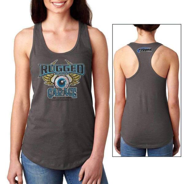 Rugged Radios - Rugged Radios GARAGE Ladies Racerback Tank Top - Grey Medium | LSRGT-MD