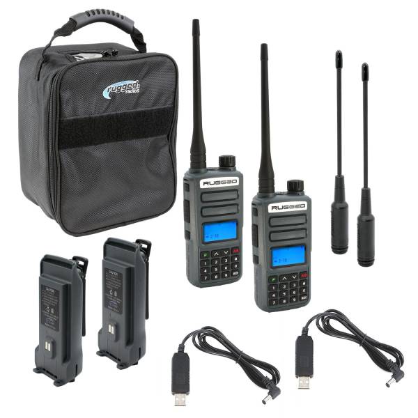 Rugged Radios - ADVENTURE PACK - GMR2 PLUS - GMRS / FRS Two Way Handheld Radios with Accessories Safety Orange | RUGGED-ADVENTURE-PACK-ORN